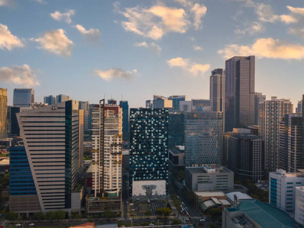 Bonifacio Global City, Taguig, Philippines - Sunset scene of the BGC skyline. Looking at the southern section of the CBD. stock photo
