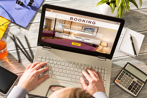 Booking Hotel Travel Traveler Search Business Reservation Stock Photo