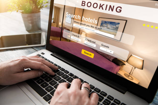 booking hotel travel traveler search business reservation stock photo