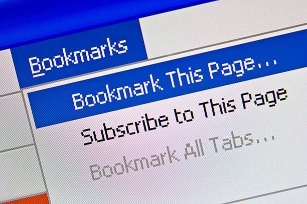 Bookmarks Option Displayed on Computer Monitor stock photo