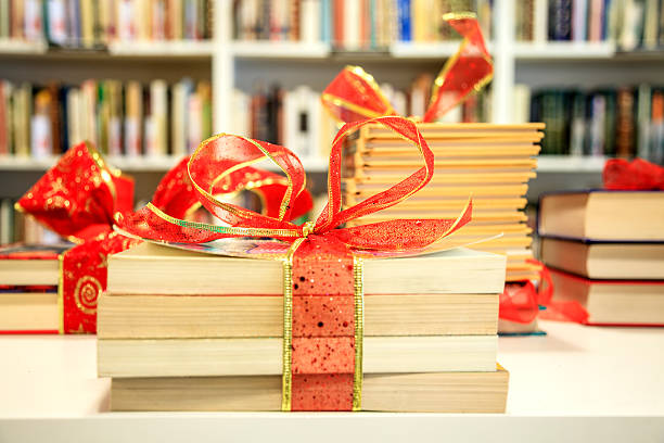 Books as a Christmas present stock photo