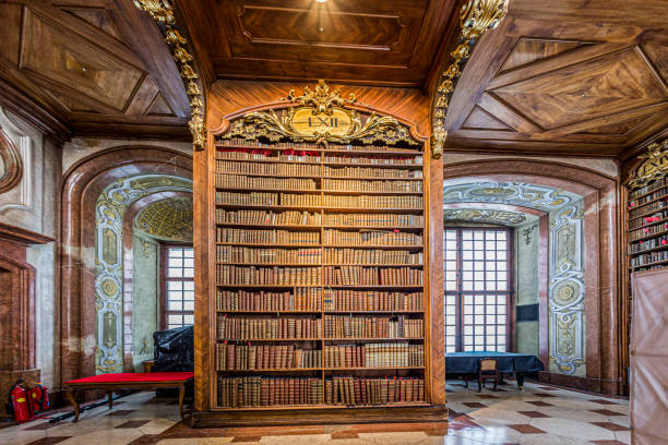 books in the beautiful Austrian National Library in Vienna stock photo