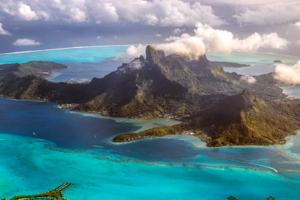Bora Bora from above stock photo