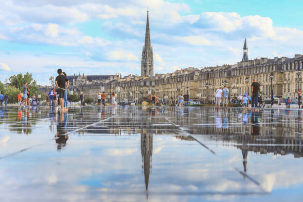 Bordeaux water mirror, France stock photo