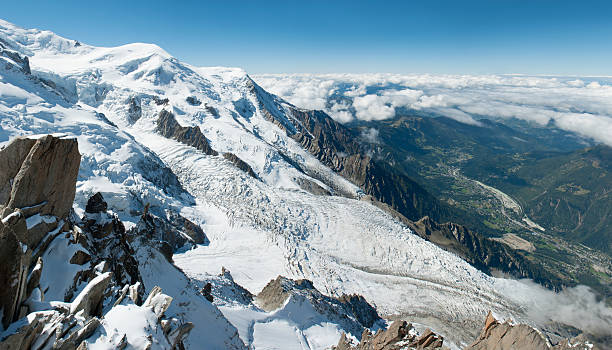 Bossons Glacier on Mont Blanc Above Chamonix stock photo