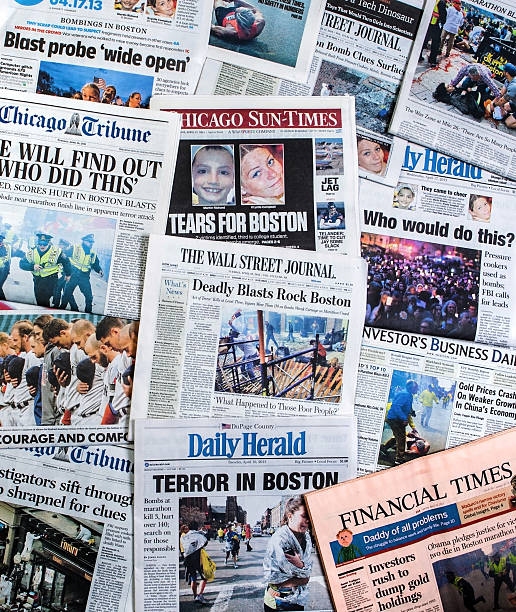 Boston Marathon Bombing headline collage stock photo