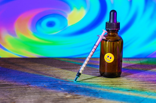 Bottle Of Diluted Lsd Used For Microdosing Stock Photo - Download Image Now - Acid, Addict, Addiction - iStock