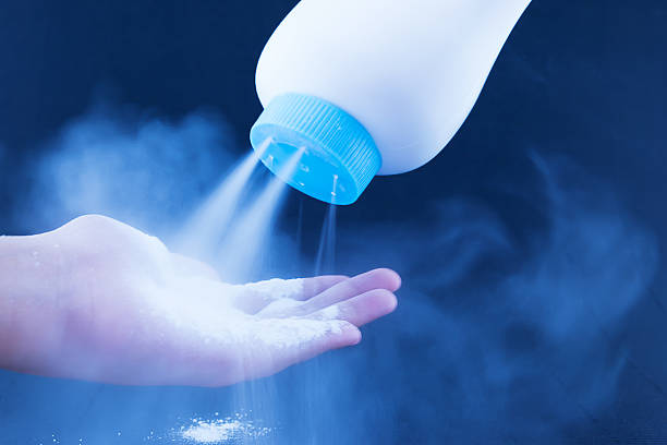 Bottle of Talcum Power for skin  body and face stock photo