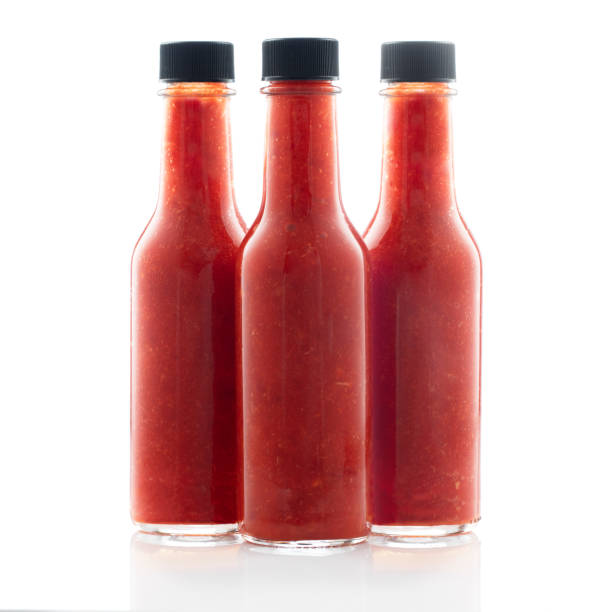 Bottles of Hot Sauce stock photo