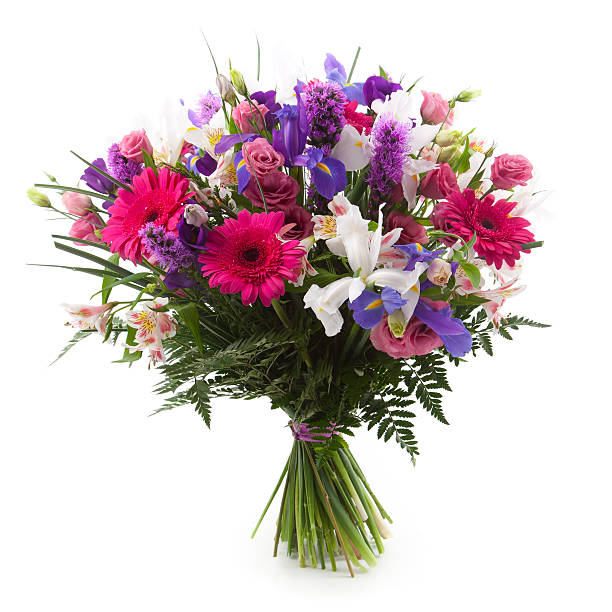 a bouquet of pink and purple flowers - blomsterknippe bildbanksfoton och bilder