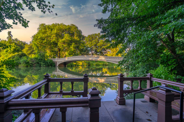 Bow bridge in summer stock photo