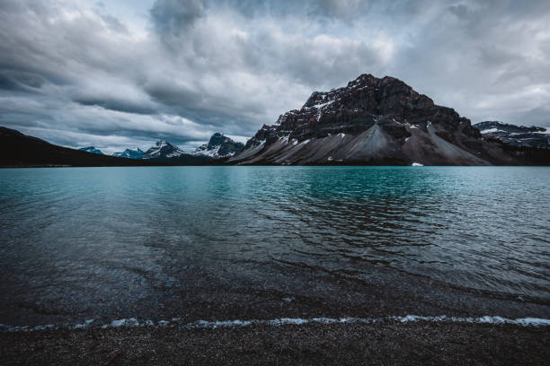 Bow Lake and Crowfoot Mountain, Canada stock photo
