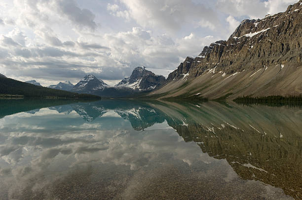 Bow lake relfection - Canadian Rockies stock photo