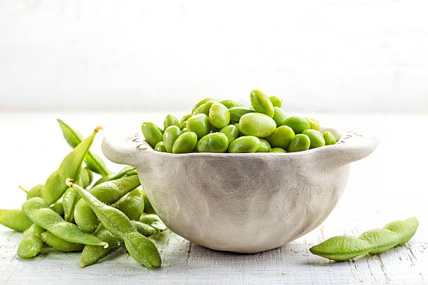 bowl of green beans stock photo