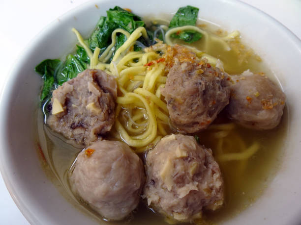 A bowl of Indonesian meatballs Variance of meatballs in white bowl chewy stock pictures, royalty-free photos & images