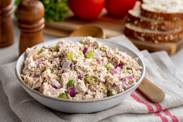 Bowl of Tuna Fish Salad stock photo