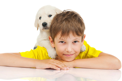 Boy With A Puppy Stock Photo - Download Image Now - iStock