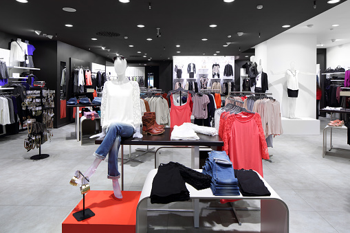 Brand New Interior Of Cloth Store Stock Photo - Download Image Now - iStock