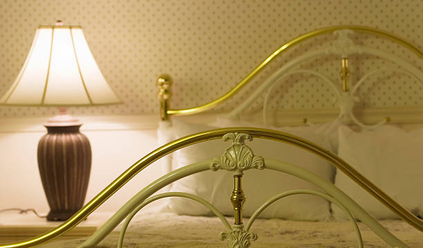 brass bed stock photo