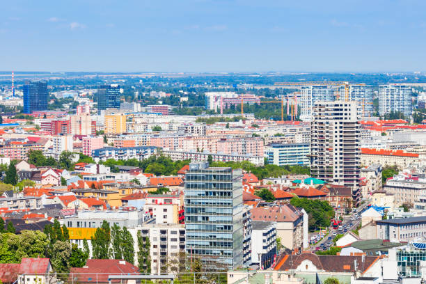 Bratislava aerial panoramic view stock photo