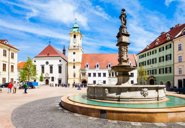 Bratislava Old Town Hall Square stock photo