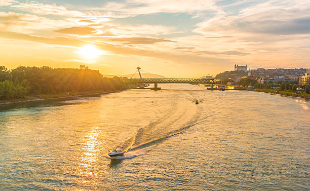 Bratislava river Danube in Slovakia stock photo