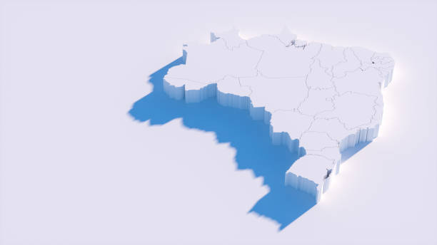 mapa 3d do brasil - map brazil - fotografias e filmes do acervo