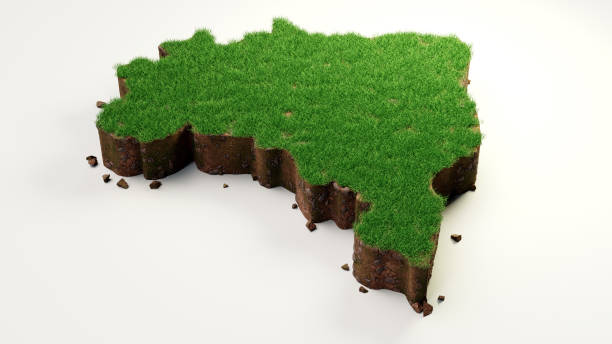Brazil country Grass and ground texture map 3d illustration stock photo