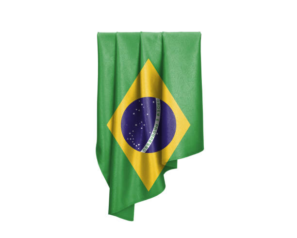 Brazil Flag with a beautiful glossy silk texture with selection path - 3D Illustration Computer Generated Silk Flag independence stock pictures, royalty-free photos & images