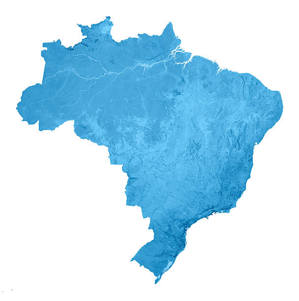 3D render and image composing: Topographic Map of Brazil. Isolated on White. High resolution available!