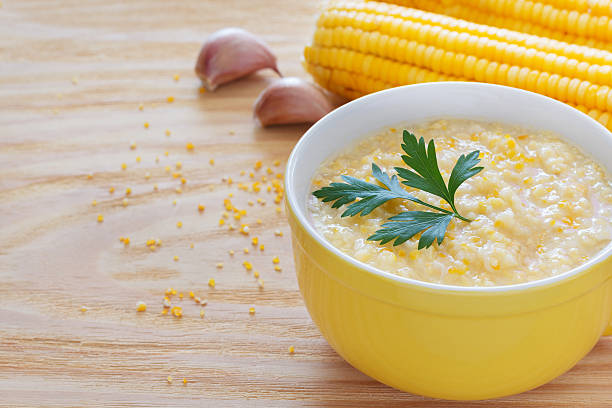 Brazilian corn soup canjiquinha stock photo