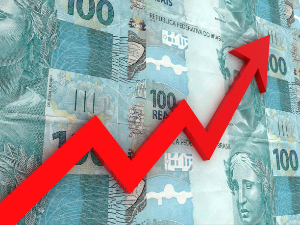 Brazilian money growth chart graph investment stock photo