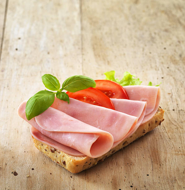 bread with sliced pork ham bread with sliced pork ham ham stock pictures, royalty-free photos & images