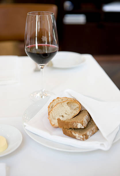 breads with red wine stock photo