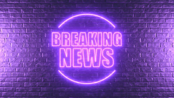 Breaking News Neon Lighting Sign on Brick Wall 3D Rendering Brick Wall with Breaking News Sign, Neon lighting. breaking news stock pictures, royalty-free photos & images