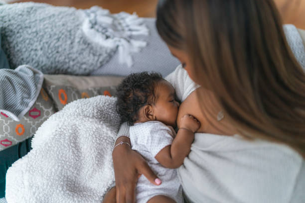 de baby van de borstvoeding - breastfeeding stockfoto's en -beelden