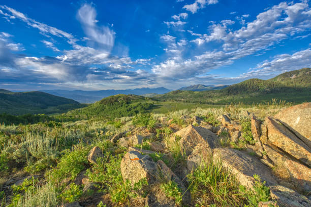 Breathtaking Mountain Scenery in the Beautiful Wasatch Mountains near Salt Lake City, UTAH USA stock photo