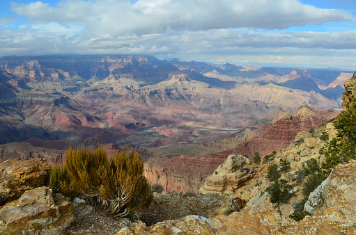 Gorgeous scenic landscape views of the immense Grand Canyon in Arizona.