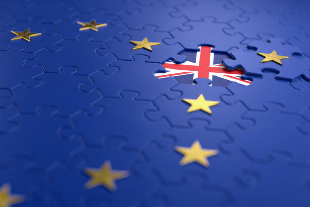 Brexit -  British exit from the European Union The idea of a 'Brexit' represented via jigsaw puzzle. 3D rendering graphics. brexit stock pictures, royalty-free photos & images