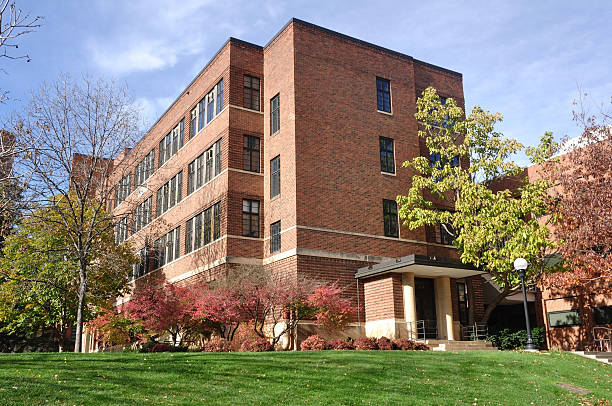 Brick Building on University Campus  college dorm stock pictures, royalty-free photos & images