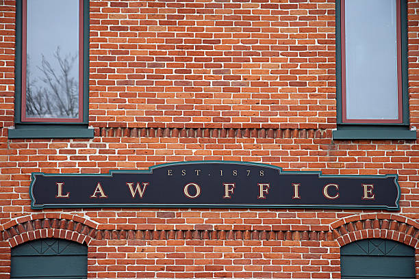 Brick building with a law office sign stock photo