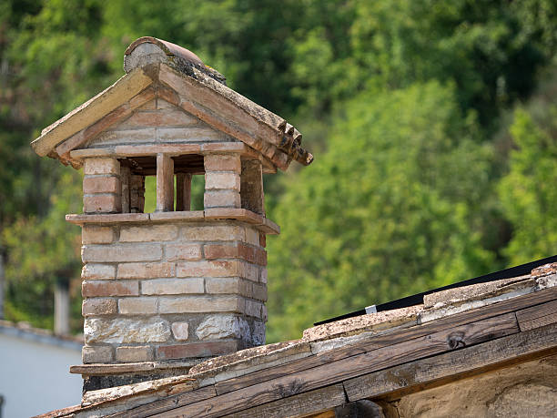 Brick chimney stock photo