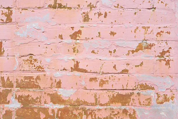 brick wall pink, dirty and old surface stock photo