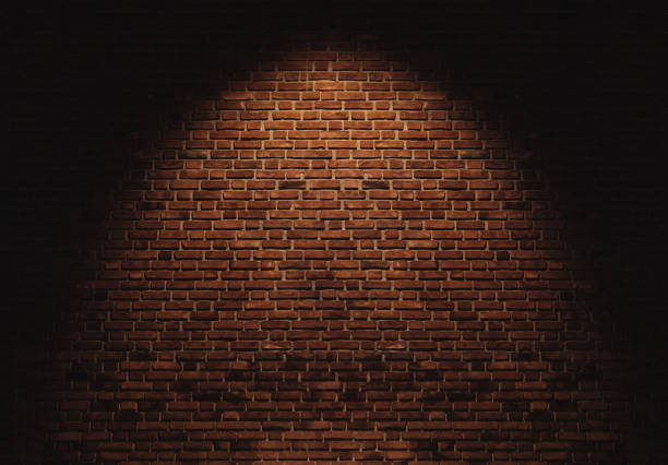 Brick wall texture backgrounds, with light spot stock photo