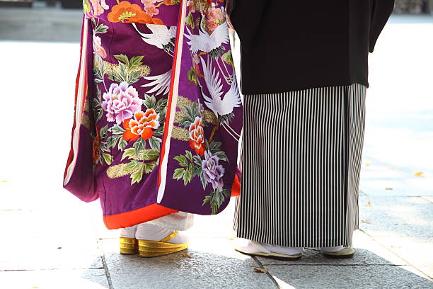 Bride and Groom - Japanese traditional wedding Bride and Groom in KIMONO, Japanese traditional wedding style.　 shrine stock pictures, royalty-free photos & images