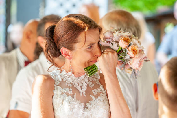 Bride Crying Tears of Joy on Wedding Ceremony
