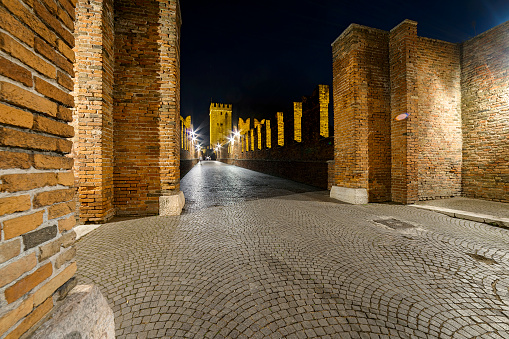 Verona, Italy - May 01, 2015: bridge of castelvecchio Verona Italy UNESCO heritage