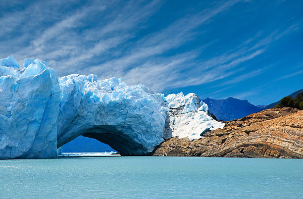 Bridge of ice in Perito Moreno glacier. stock photo