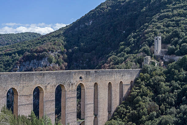 Bridge of towers in Spoleto stock photo