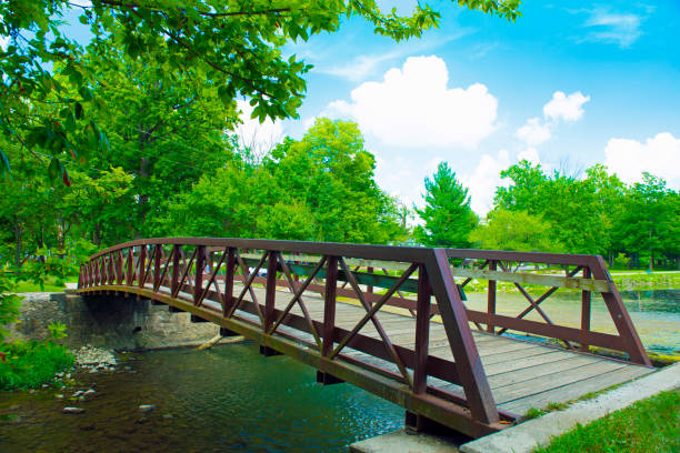 Bridge-Old Walking Bridge-Highland Park-Kokomo Indiana stock photo